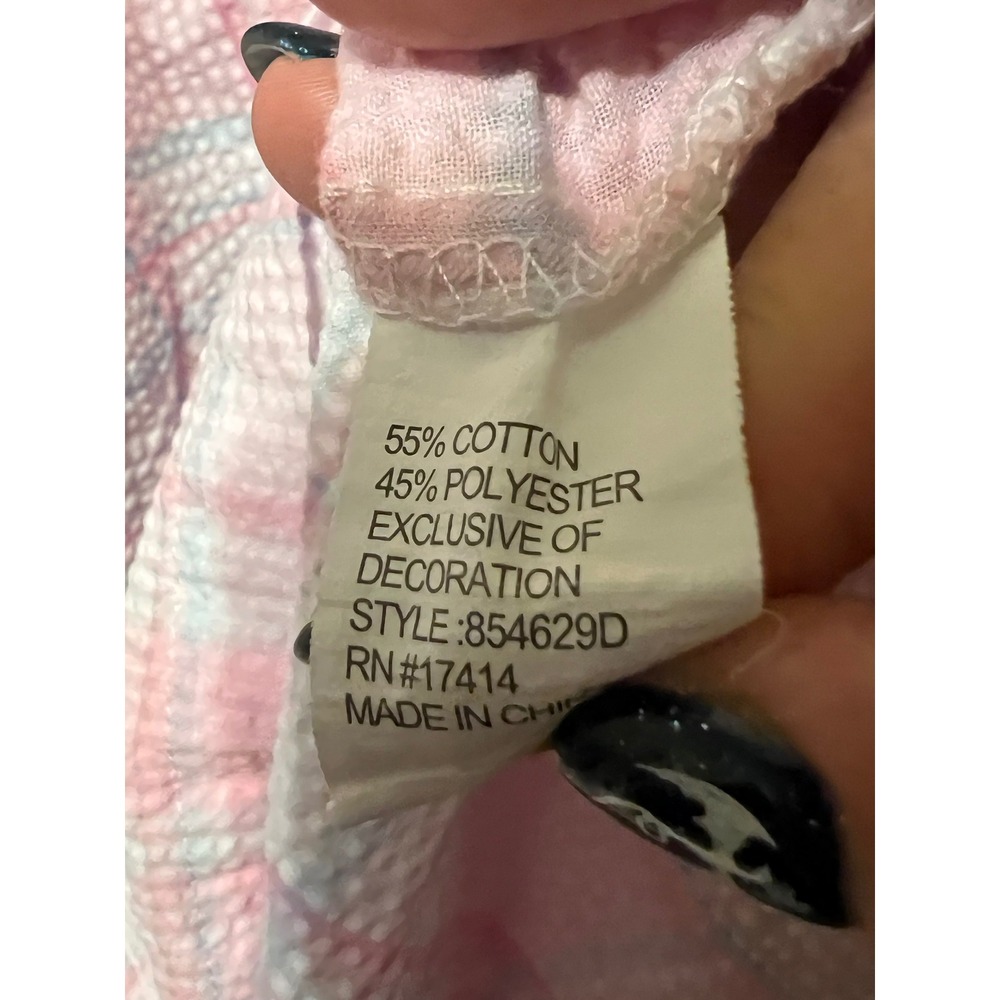 Miss Elaine M Pink Plaid Seersucker Embroidered Snap Front Housecoat Duster Robe - Picture 4 of 7